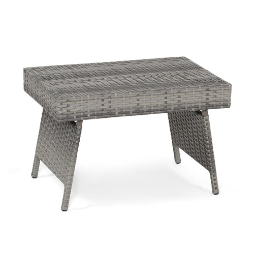 Folding PE Rattan Side Coffee Table, Gray
