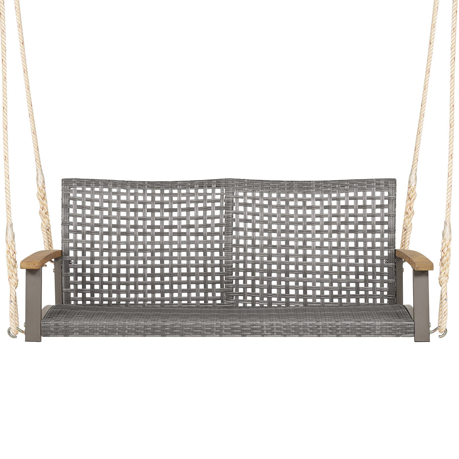 2-Person Patio Wicker Hanging Swing Chair, Off White Porch Swings at Gallery Canada