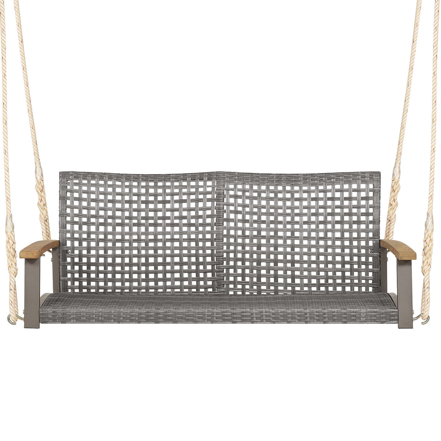 2-Person Patio Wicker Hanging Swing Chair, Off White Porch Swings at Gallery Canada