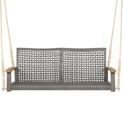 2-Person Patio Wicker Hanging Swing Chair, Off White Porch Swings at Gallery Canada