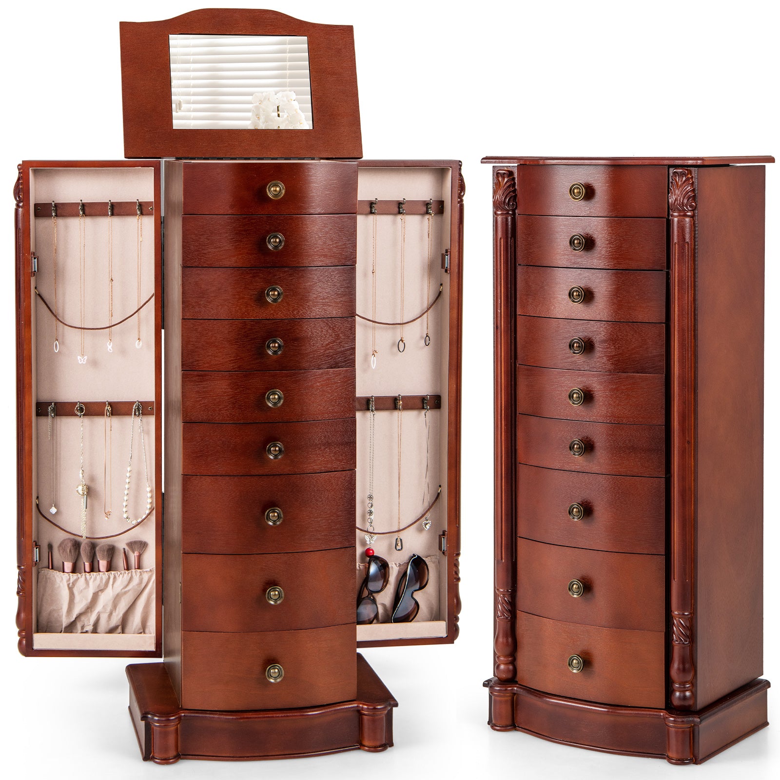 Large Wooden Jewelry Storage Box, Brown Jewelry Armoires Brown at Gallery Canada