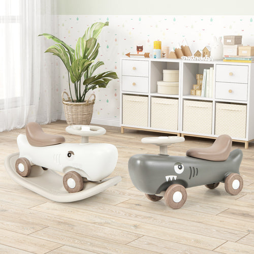 Convertible Rocking Horse and Sliding Car with Detachable Balance Board, Dark Gray