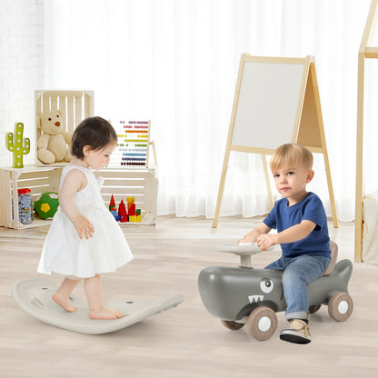 Convertible Rocking Horse and Sliding Car with Detachable Balance Board, Dark Gray Push & Pedal Ride On Toys at Gallery Canada