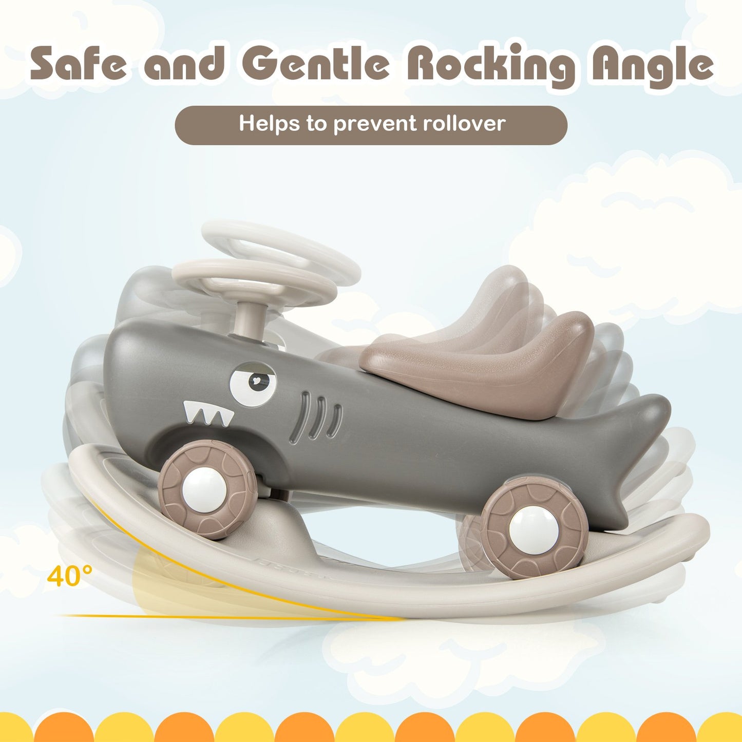 Convertible Rocking Horse and Sliding Car with Detachable Balance Board, Dark Gray
