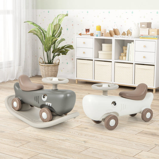 Convertible Rocking Horse and Sliding Car with Detachable Balance Board, White - Gallery Canada