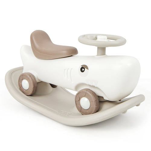 Convertible Rocking Horse and Sliding Car with Detachable Balance Board, White