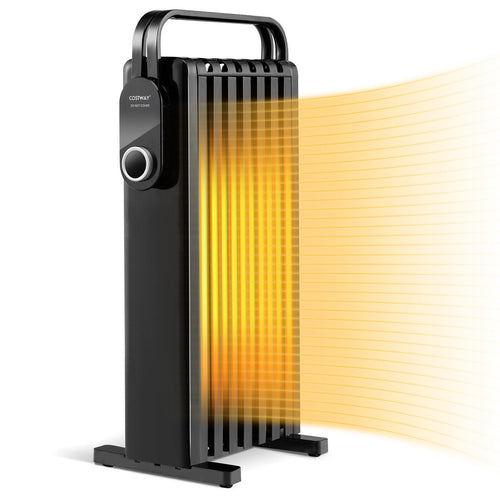 1500W Electric Space Heater Oil Filled Radiator Heater with Foldable Rack, Black