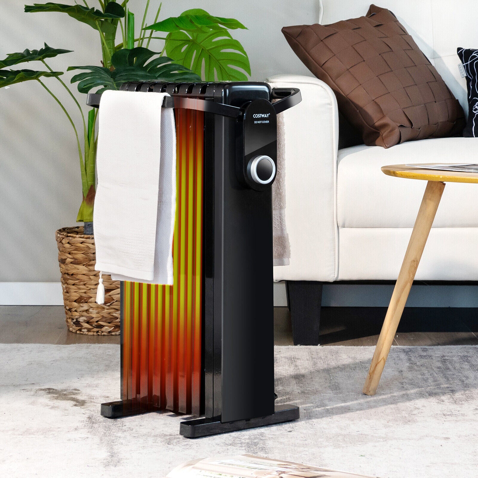 1500W Electric Space Heater Oil Filled Radiator Heater with Foldable Rack, Black Space Heaters at Gallery Canada