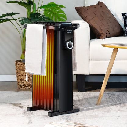 1500W Electric Space Heater Oil Filled Radiator Heater with Foldable Rack, Black Space Heaters at Gallery Canada