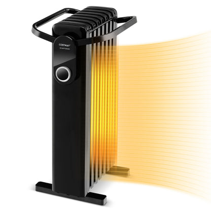 1500W Electric Space Heater Oil Filled Radiator Heater with Foldable Rack, Black Space Heaters at Gallery Canada