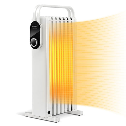 1500W Electric Space Heater Oil Filled Radiator Heater with Foldable Rack, White Space Heaters White at Gallery Canada