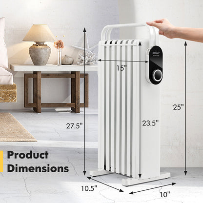 1500W Electric Space Heater Oil Filled Radiator Heater with Foldable Rack, White Space Heaters at Gallery Canada