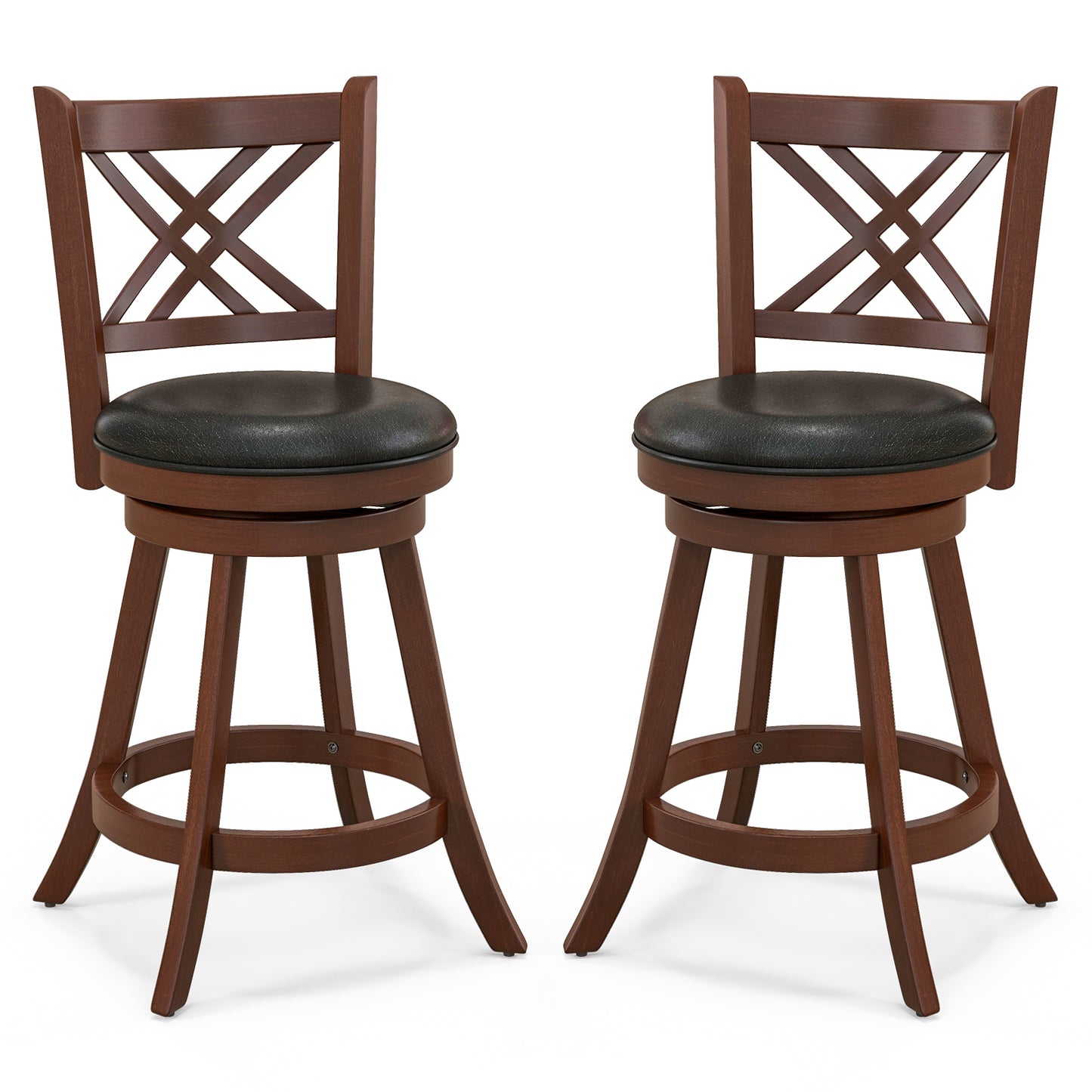 360° Swivel Upholstered Barstools, Set of 2, 24 Inches Bar Stools at Gallery Canada
