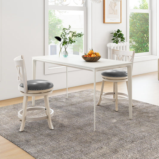 25.5 Inch Hand-Antiqued Stool Set of 2 with Wider Padded Seat, White Bar Stools White at Gallery Canada