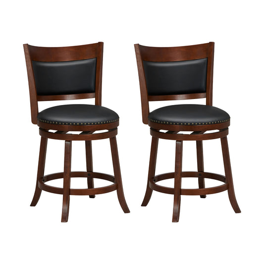 Swivel Bar Stools Set of 2 with 20 Inch Wider Cushioned Seat, Brown - Gallery Canada