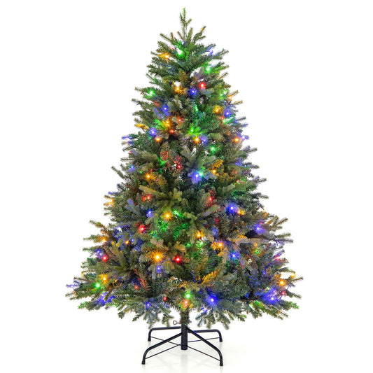 5/6/7 Feet Pre-lit Artificial Christmas Tree with Branch Tips and LED Lights-5 ft, Green - Gallery Canada