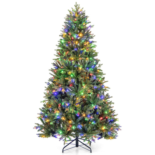 5/6/7 Feet Pre-lit Artificial Christmas Tree with Branch Tips and LED Lights-7 ft, Green - Gallery Canada