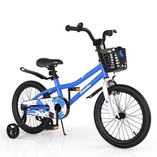 18 Feet Kids Bike with Removable Training Wheels, Blue