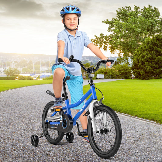 18 Feet Kids Bike with Removable Training Wheels, Navy - Gallery Canada
