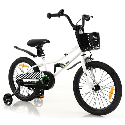 18 Feet Kids Bike, Removable Training Wheels, White, Black Kids Bike at Gallery Canada