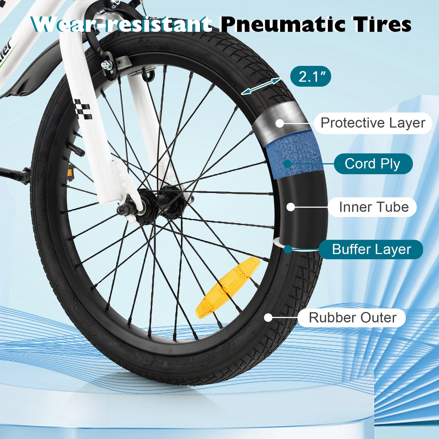 18 Feet Kids Bike, Removable Training Wheels, White, Black Kids Bike at Gallery Canada