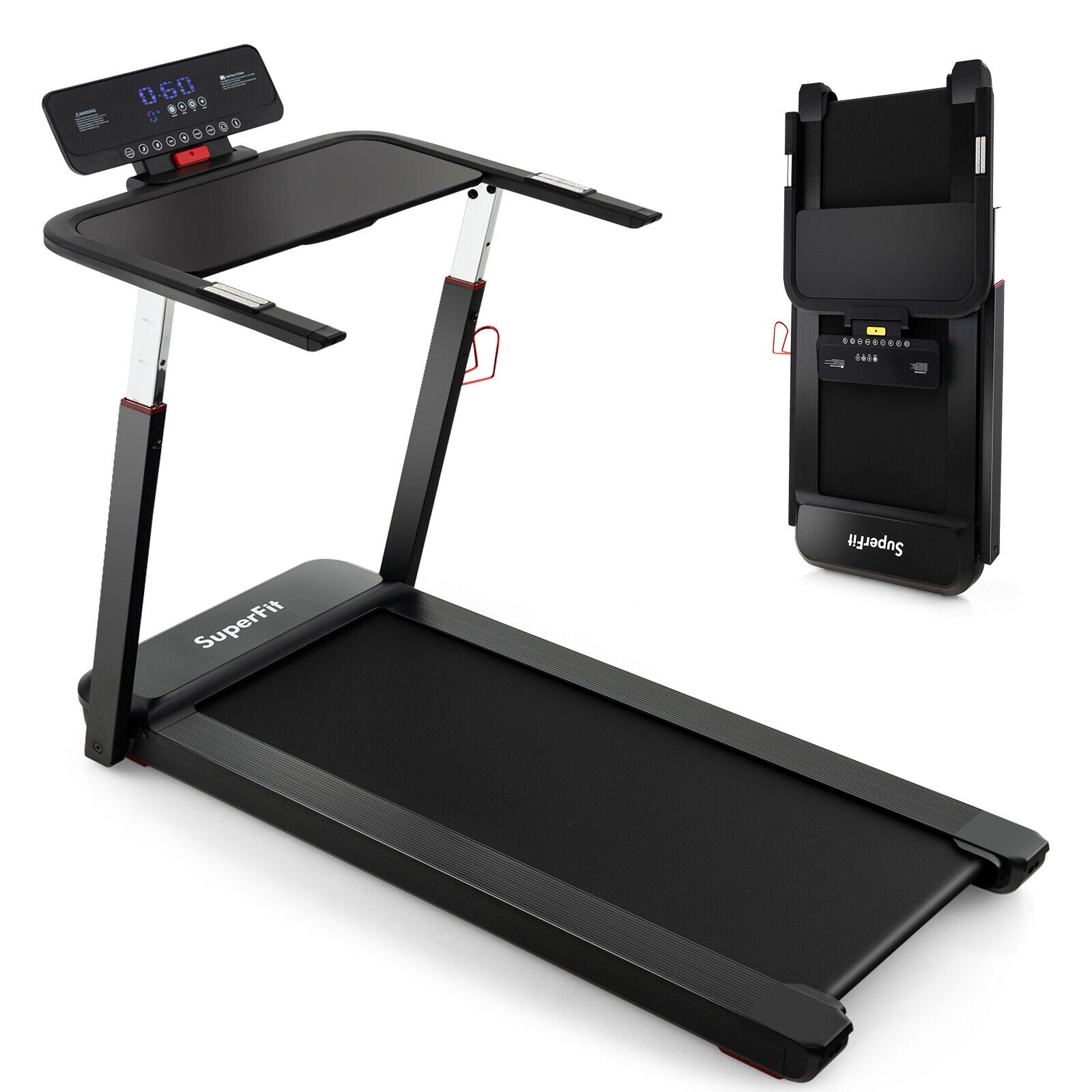 3HP Folding Treadmill with Adjustable Height and APP Control, Black Treadmills Black at Gallery Canada