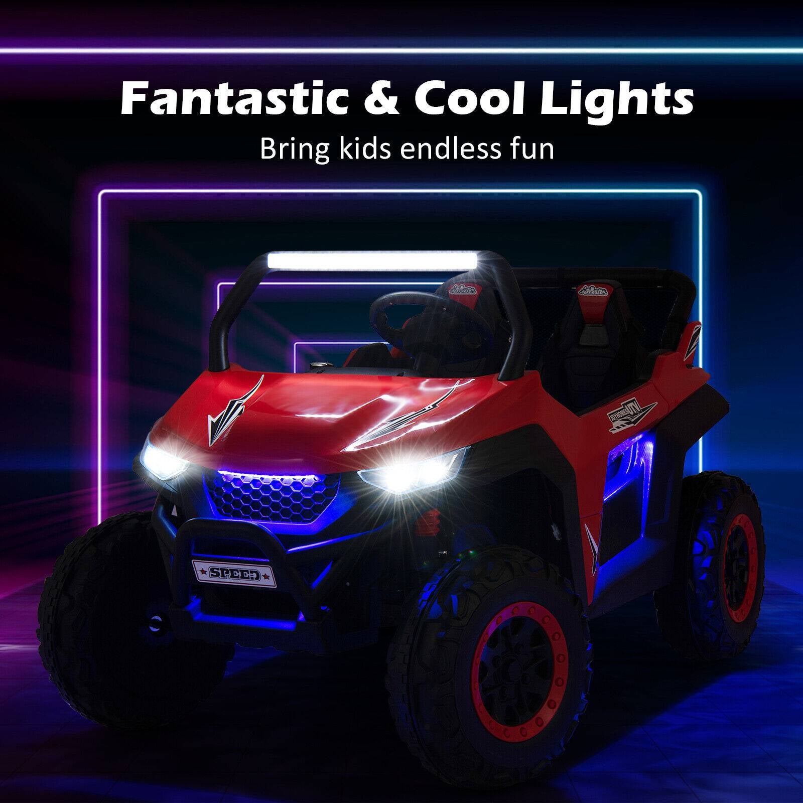 12V 2-Seater Kids Ride on UTV with Slow Start Function Music, Red Powered Ride On Toys at Gallery Canada