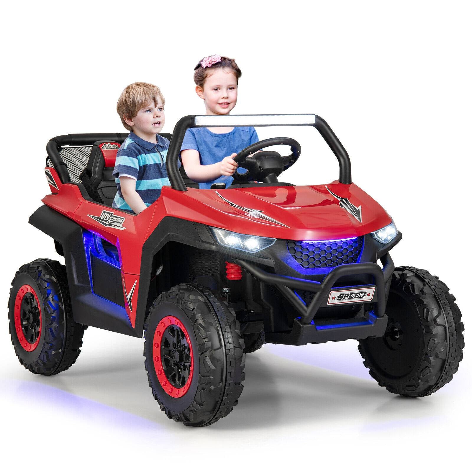12V 2-Seater Kids Ride on UTV with Slow Start Function Music, Red Powered Ride On Toys at Gallery Canada