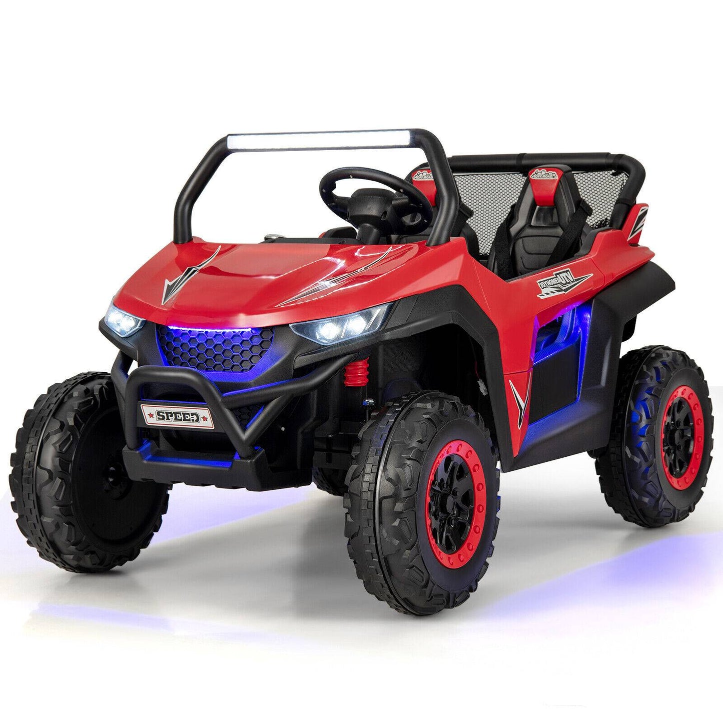 12V 2-Seater Kids Ride on UTV with Slow Start Function Music, Red Powered Ride On Toys Red at Gallery Canada