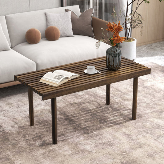 39 Inch Coffee Table with Slatted Tabletop for Living Room & Reception Room, Brown - Gallery Canada