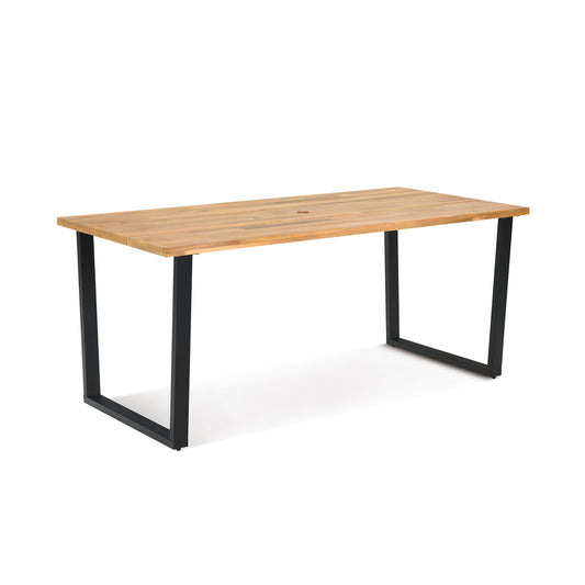 6-Person Acacia Wood Outdoor Dining Table, 2 Inch Umbrella Hole, Natural Patio Dining Tables Natural at Gallery Canada