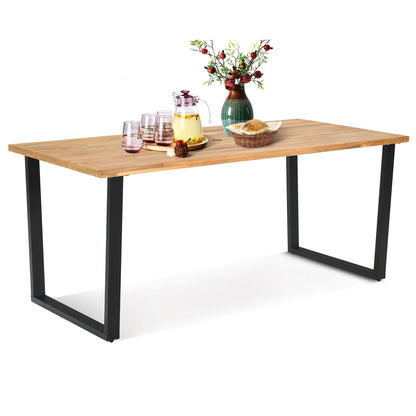 6-Person Acacia Wood Outdoor Dining Table with 2 Inch Umbrella Hole, Natural Patio Dining Tables at Gallery Canada