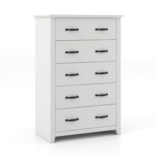 Tall Storage Dresser with 5 Pull-out Drawers for Bedroom Living Room, White - Gallery Canada