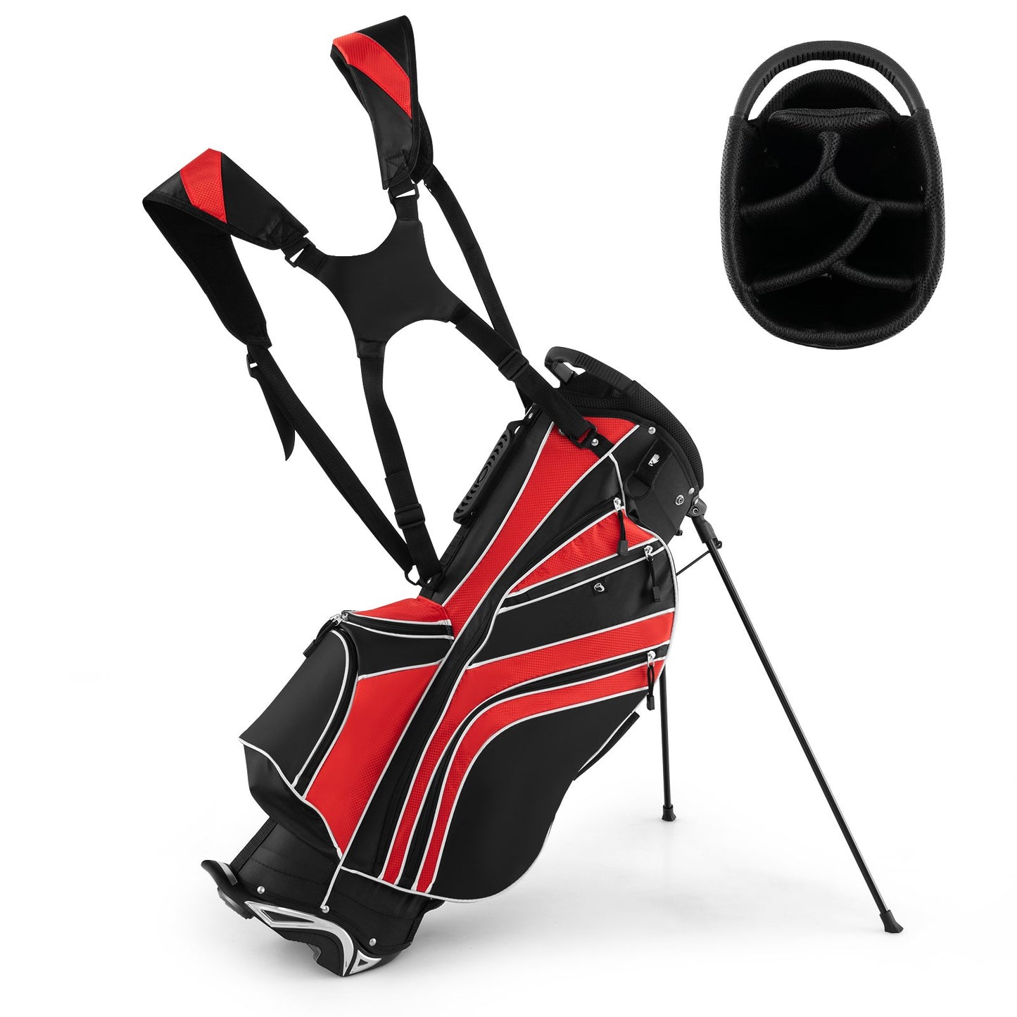 Golf Stand Cart Bag with 6 Way Divider Carry Pockets, Red at Gallery Canada