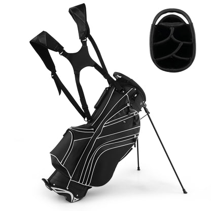 Golf Stand Cart Bag, 6-Way Divider, Carry Pockets, Black