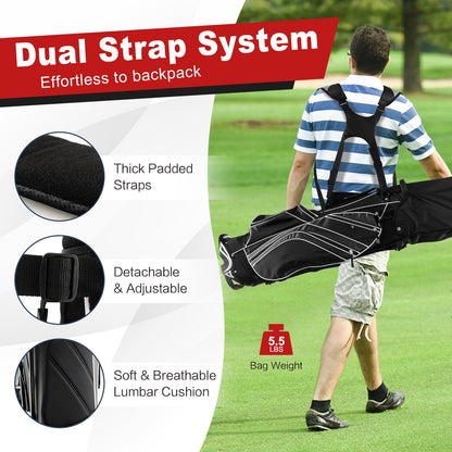 Golf Stand Cart Bag with 6 Way Divider Carry Pockets, Black - Gallery Canada