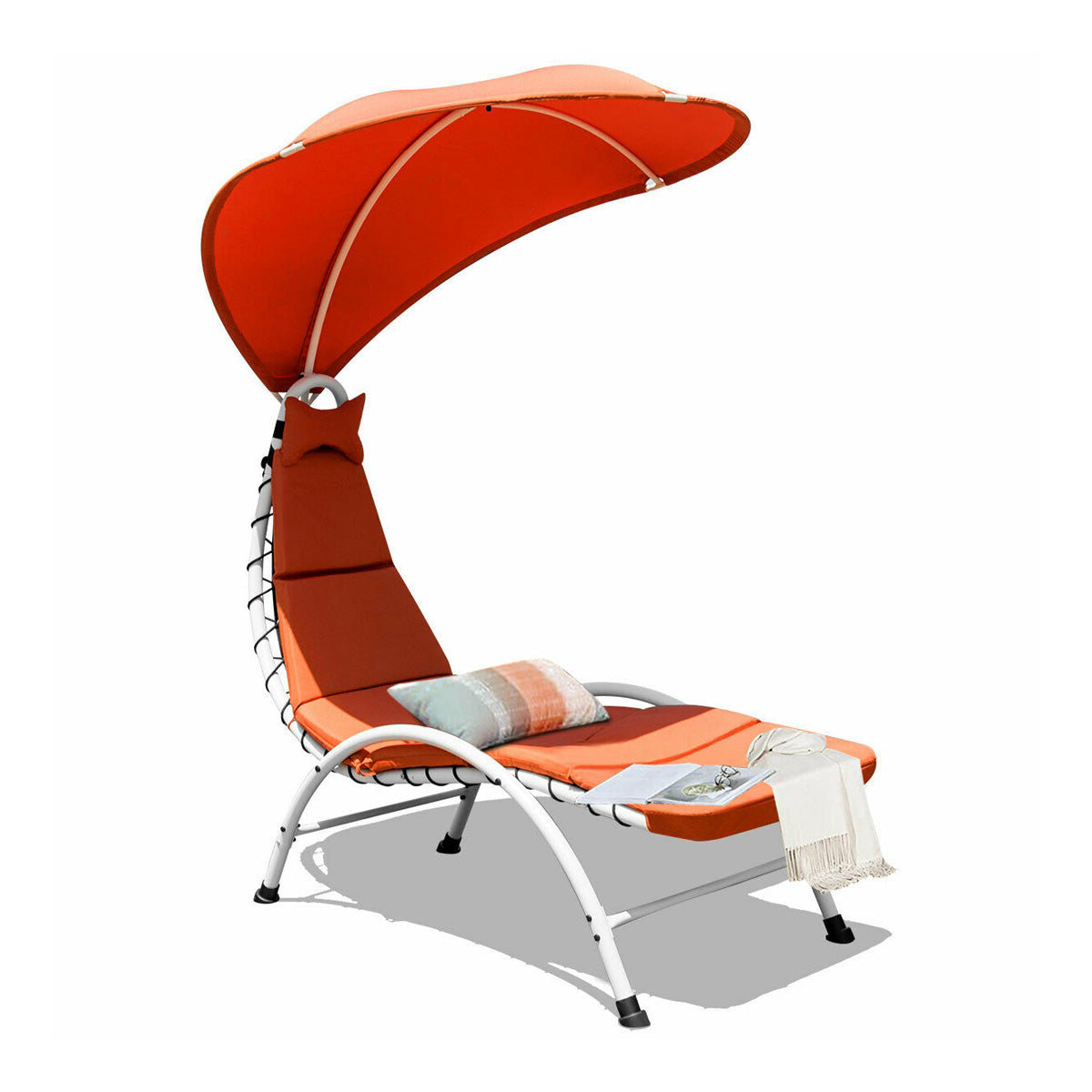 Patio suspendu balançoire hamac chaise longue avec auvent, Orange