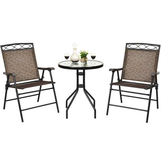 Patio Dining Set with Patio Folding Chairs and Table, Brown - Gallery Canada