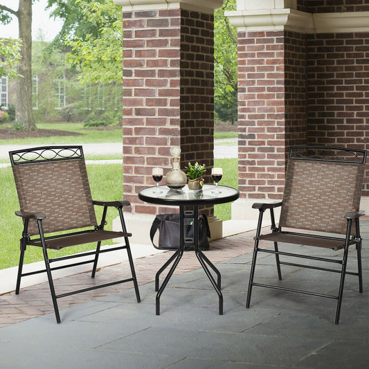 Patio Dining Set with Patio Folding Chairs and Table, Brown - Gallery Canada