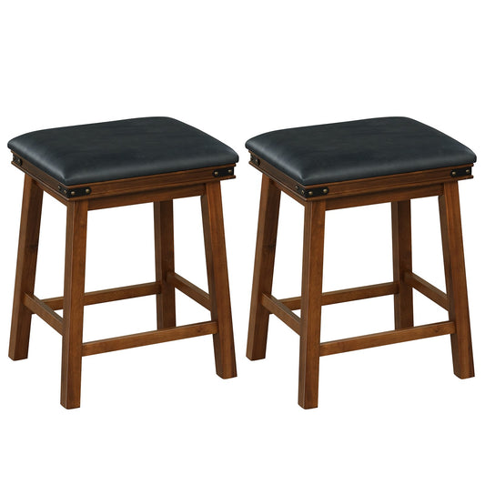 Set of 2 24/30 Inch Dining Bar Stool with Rubber Wood-24 inches, Brown - Gallery Canada