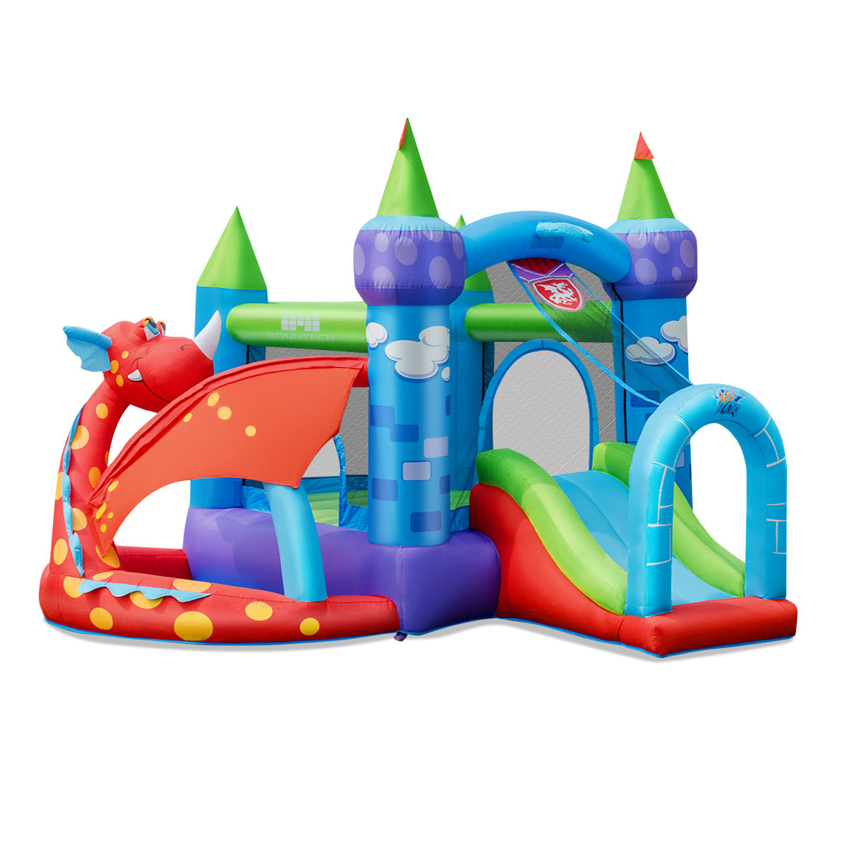 Kids Inflatable Bounce House Dragon Jumping Slide Bouncer Castle with 740W Blower Bounce House multicolor at Gallery Canada
