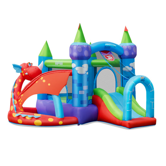 Kids Inflatable Bounce House Dragon Jumping Slide Bouncer Castle with 740W Blower Bounce House multicolor at Gallery Canada