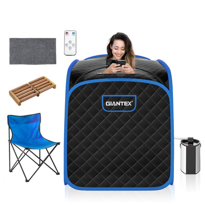 Portable Personal Steam Sauna Spa with Steamer Chair, Black - Gallery Canada