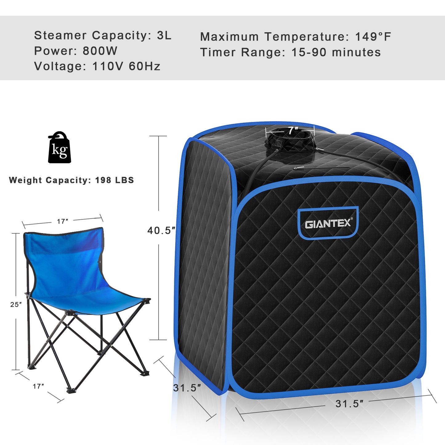 Portable Personal Steam Sauna Spa with Steamer Chair, Black Spa & Salon at Gallery Canada