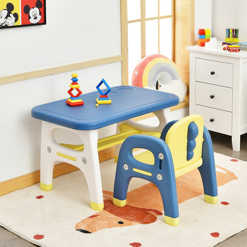 Kids Activity Table And Chair Set With Montessori Toys, Blue
