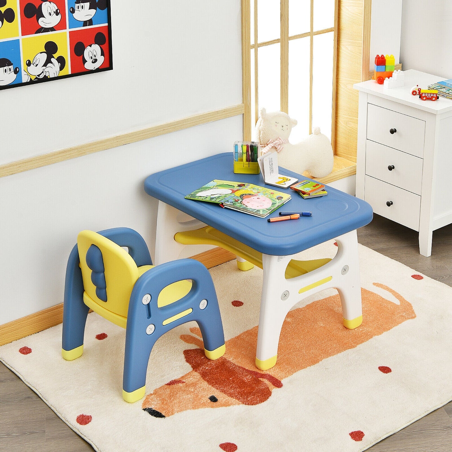 Kids Activity Table And Chair Set With Montessori Toys, Blue Kids Table & Chair Sets at Gallery Canada