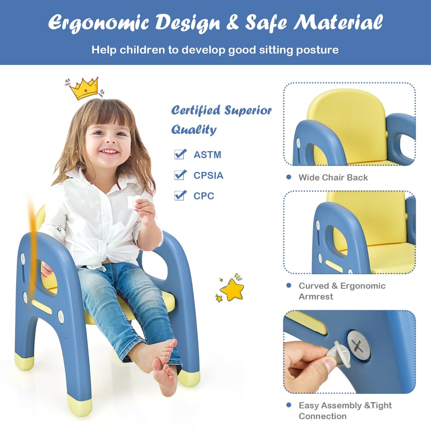 Kids Activity Table And Chair Set With Montessori Toys, Blue Kids Table & Chair Sets at Gallery Canada