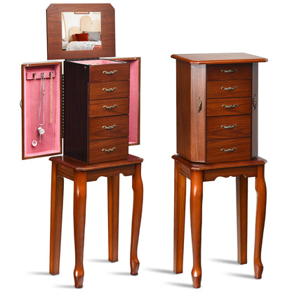 Large Storage Capacity Jewelry Cabinet with 5 Drawers, Brown Jewelry Armoires at Gallery Canada