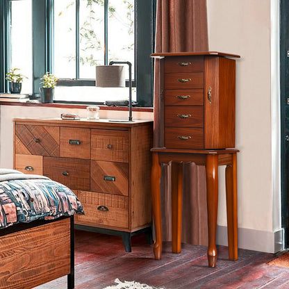 Large Storage Capacity Jewelry Cabinet with 5 Drawers, Brown Jewelry Armoires at Gallery Canada