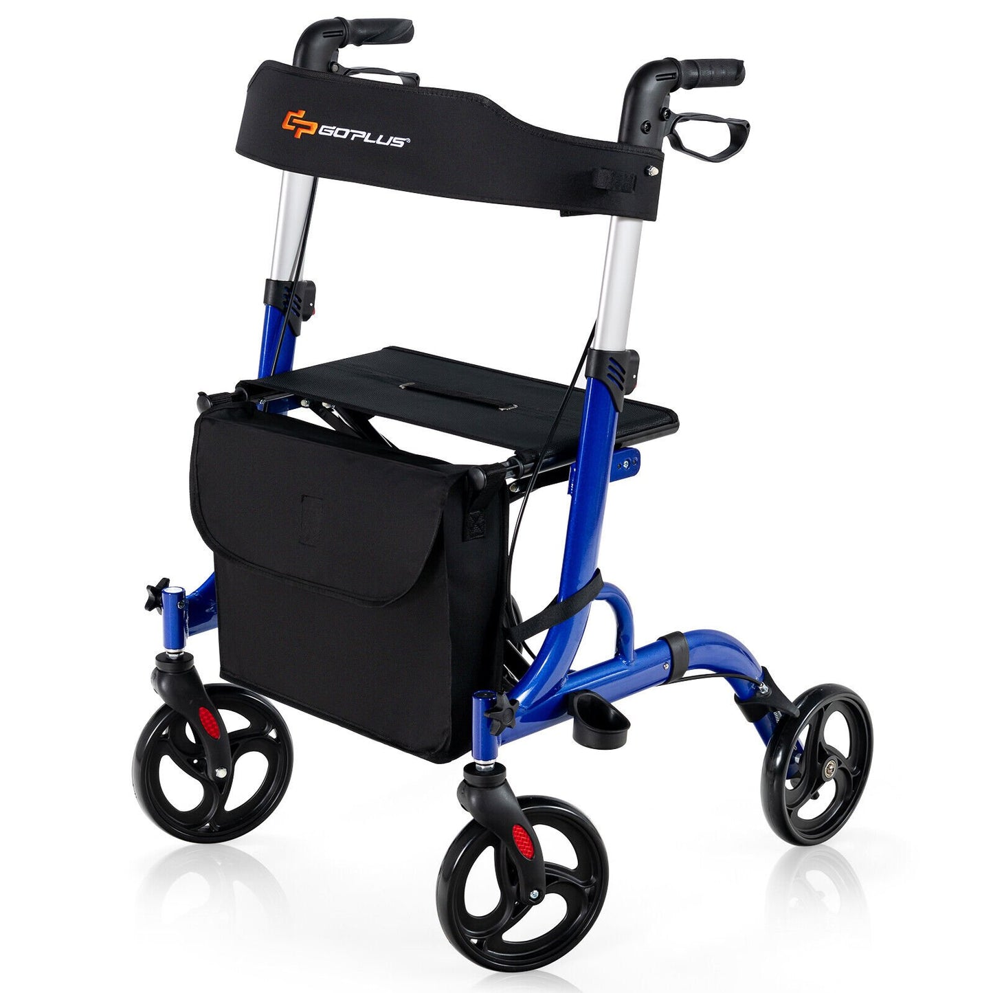 Folding Aluminum Rollator Walker with 8 inch Wheels and Seat, Blue at Gallery Canada